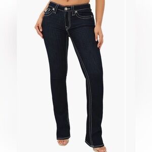 True Religion Jeans Women’s Size 32 Becca Midrise Bootcut Dark Wash Stretch Boho
